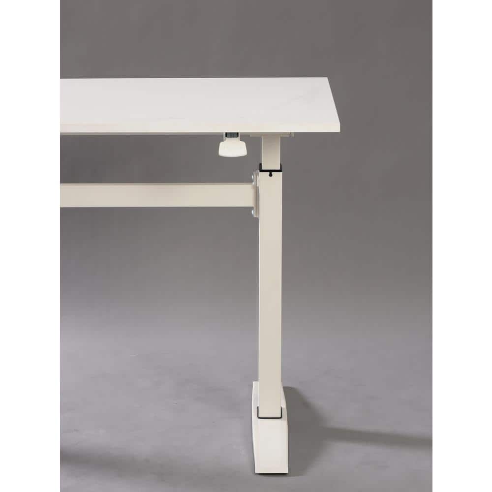White Adjustable Height Standing Office Desk with Wood Top
