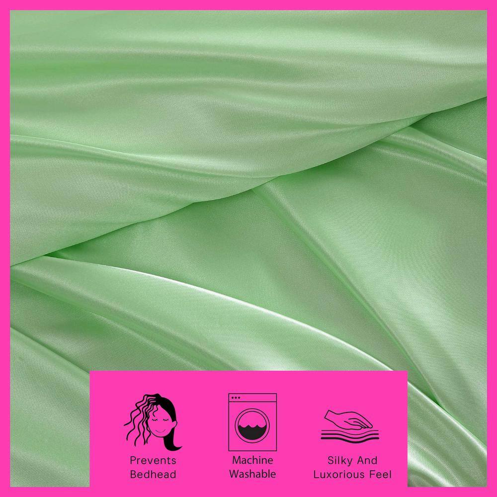 King Size Solid Pink Satin Polyester Sheet Set