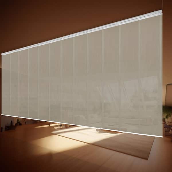 EMOH Soot 140 in. to 260 in. W x 94 in. L Adjustable 12 to Panel White Double Rail Panel Track with 23.5 in. Slates