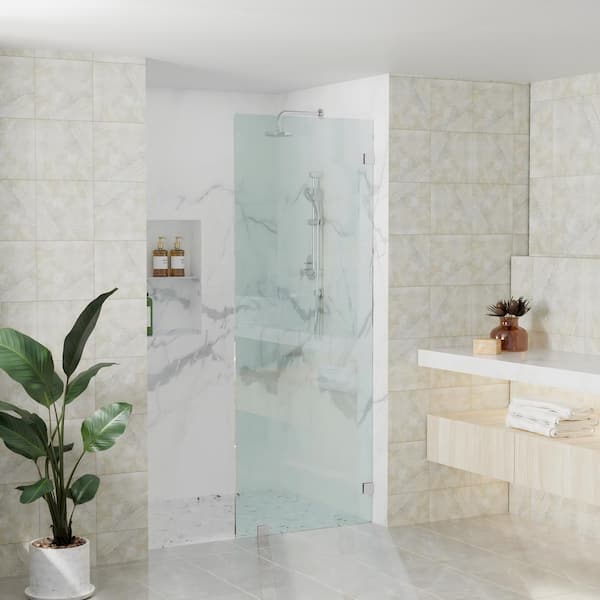 Kobiworks Nirvana 38 in. W x 76 in. H Frameless Fixed Panel Shower Door in Chrome without Handle 3/8 in. Clear Glass (10mm)