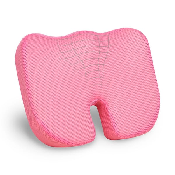 Pink Memory Foam Ergonomic Office Chair Pad Cushion with Air-Cloud Technology 18 in. L x 13.5 in. W x 2.75 in. H