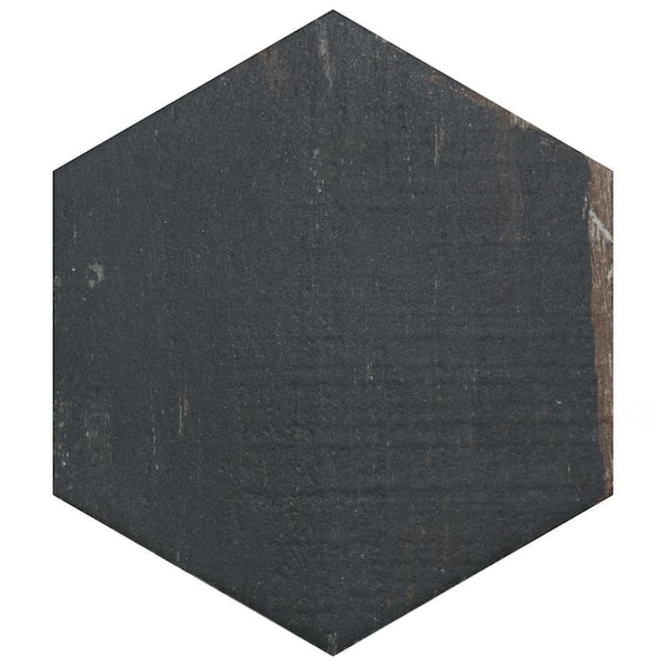 Merola Tile Retro Mini Hex Nero 7 in. x 8 in. Porcelain Floor and Wall Tile (11.16 sq. ft./Case)