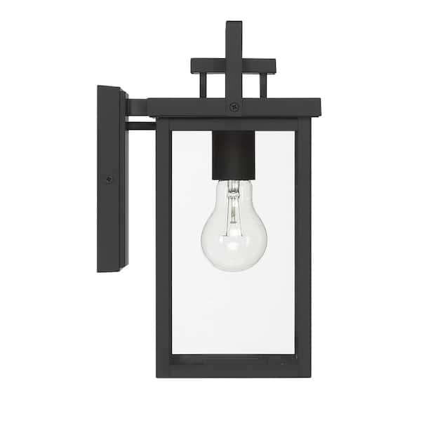 Hunter Timbergrove 1 Light Matte Black Rectangle Hardwired Outdoor Light Fixture