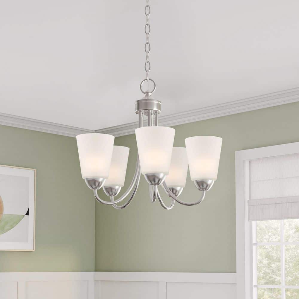 Malone 20" Brushed Nickel 5-Light Chandelier