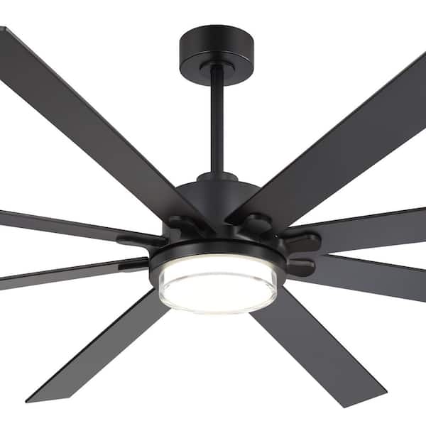 Appleton 80 in. Black Industrial Ceiling Fan with Integrated LED, 8 Black/Brown Blades, Downrod and Remote Included