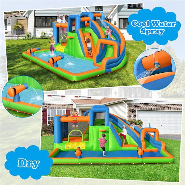 Inflatable Water Slide Giant Bounce House Castle with Dual Climbing Walls Blower Excluded