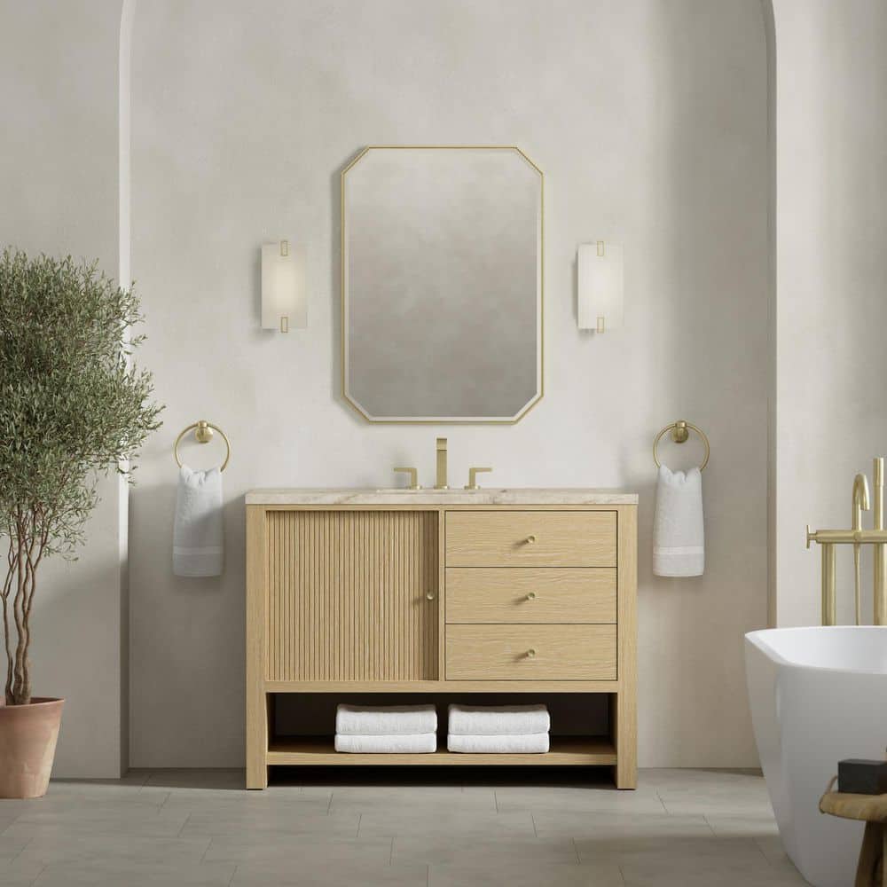 Marigot 48.0 in. Single Bath Vanity in Sunwashed Oak with Tajnar Wireless Charging Engineered Composite Top price history on PriceWatchPro