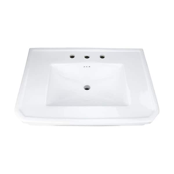 RENOVATORS SUPPLY MANUFACTURING 9 in. D Bathroom Pedestal Sink Basin in White Porcelain