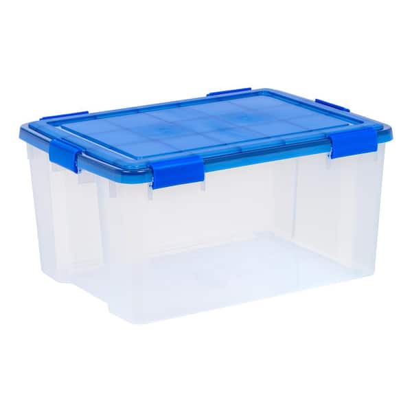 IRIS 62 Qt. WeatherPro Clear Plastic Storage Box, Lid Blue