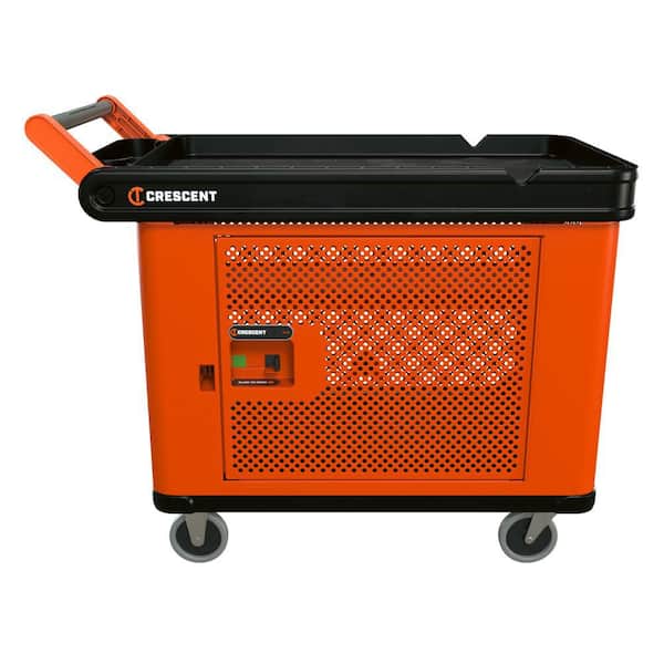 Railworks 22.5 in. W x 36.75 in. D 2-Shelf Industrial Tool Cart with 5 in. Casters and Mesh Single Door Lockable Storage