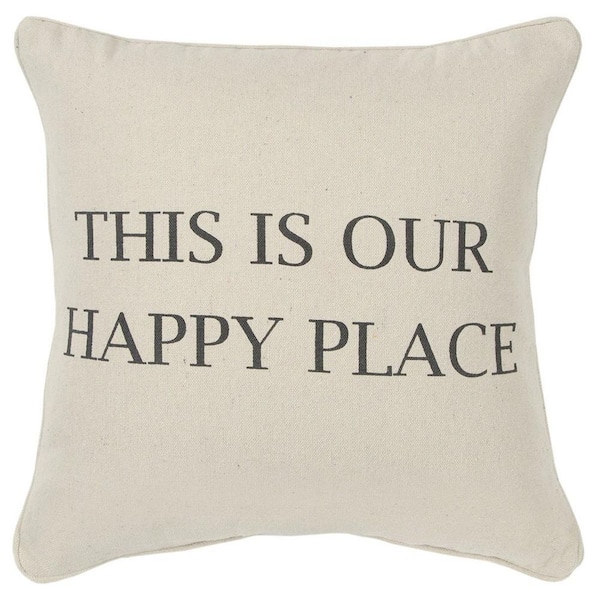 HomeRoots Natural Solid Polyester 20 in. x 20 in. Throw Pillow