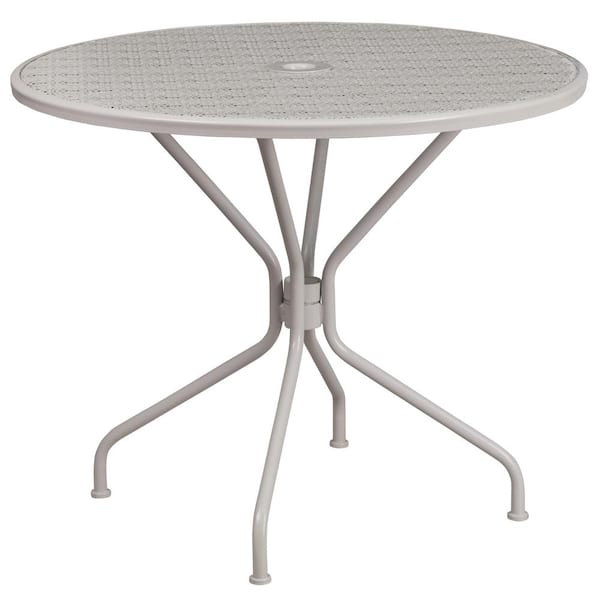 Carnegy Avenue Light Gray Round Metal Outdoor Bistro Table