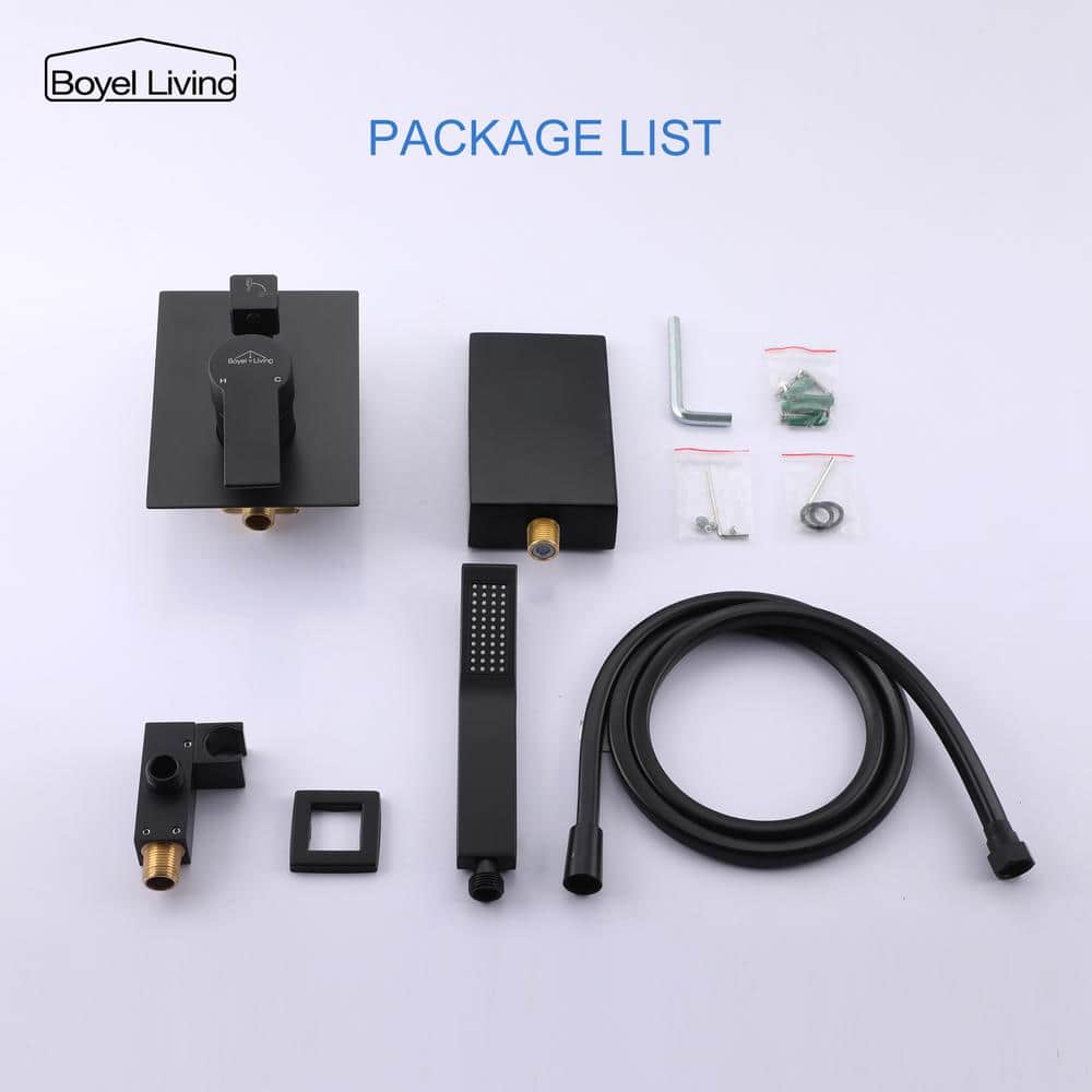 Matte Black Wall Mount Roman Tub Faucet with Hand Shower