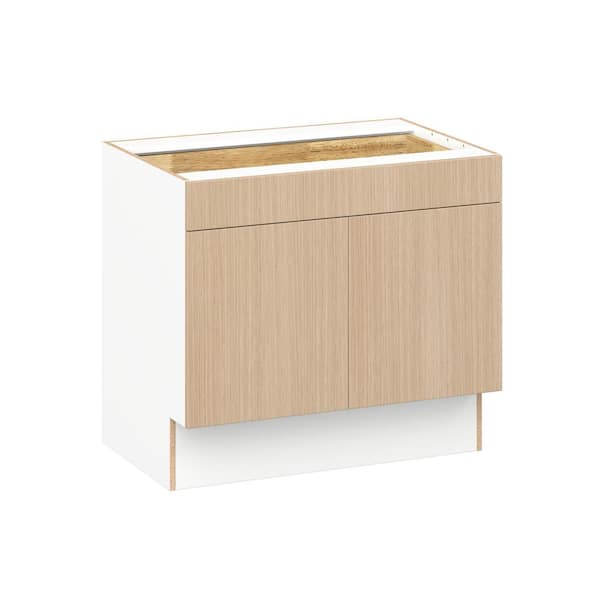 Timberline Mojavi Oak Slab Assembled Accessible ADA Base Cabinet with 1-Drawers (36 in. W x 32.5 in. H x 23.75 in. D)