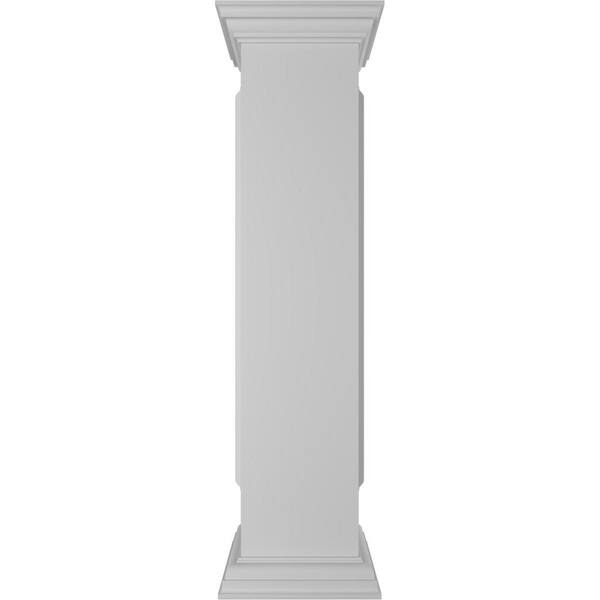 Ekena Millwork End 48 in. x 10 in. White Box Newel Post with Panel, Peaked Capital and Base Trim (Installation Kit Included)