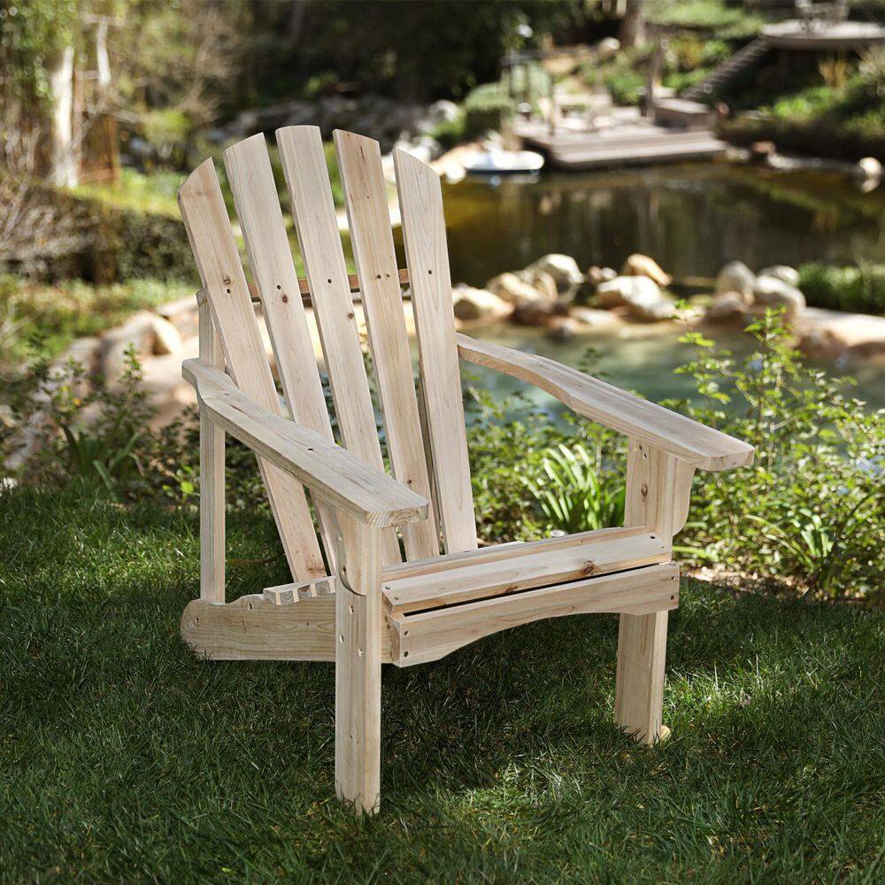 Natural Cedar Wood Adirondack Outdoor Chair with Wide Arms