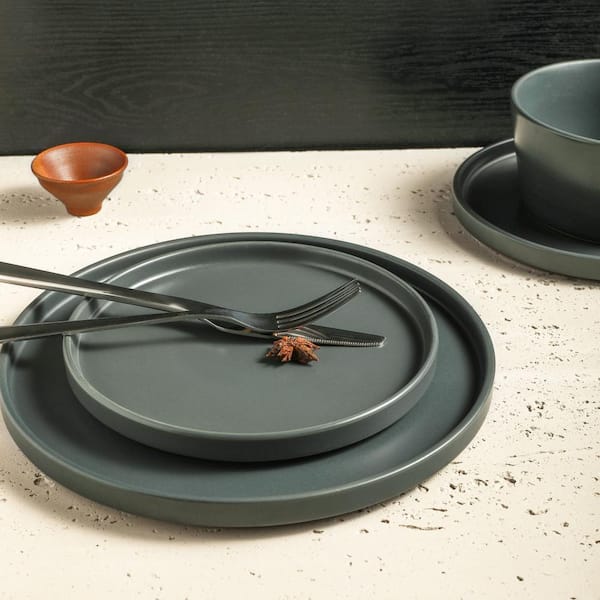  GIO STONE グレー皿 STONE LAIN Stone Lain Celina 16-Piece Gray Matte Dinnerware Set