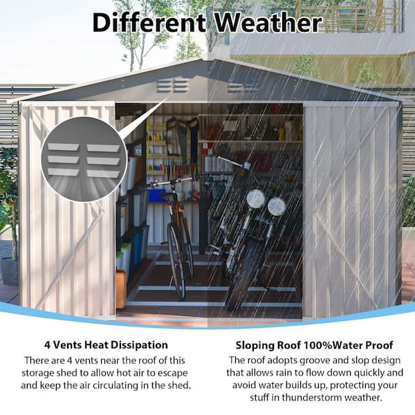 Mondawe 10 ft. W x 14 ft. D Outdoor Metal Storage Shed, Large Tool