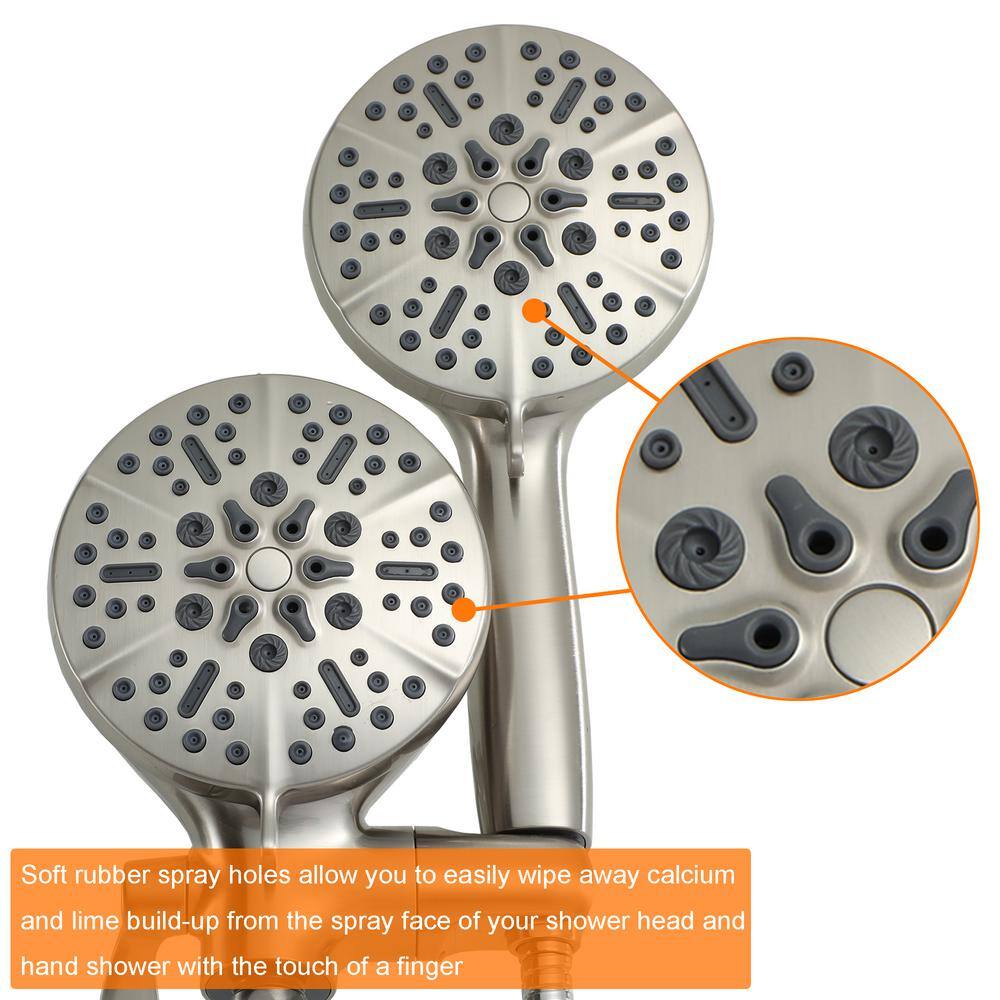Brushed Nickel 5-Spray Dual Shower Head with Handheld
