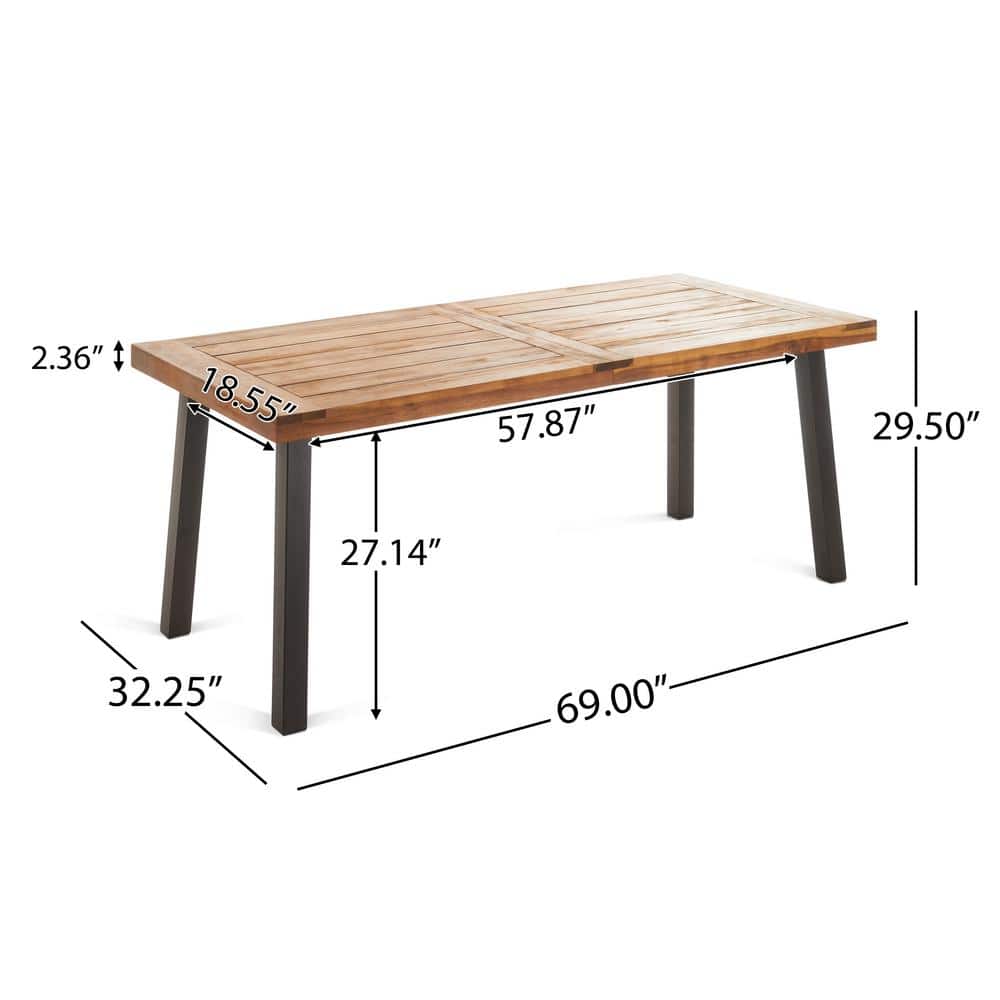 Spanish Bay 69'' Acacia Wood Outdoor Dining Table with Teak Finish