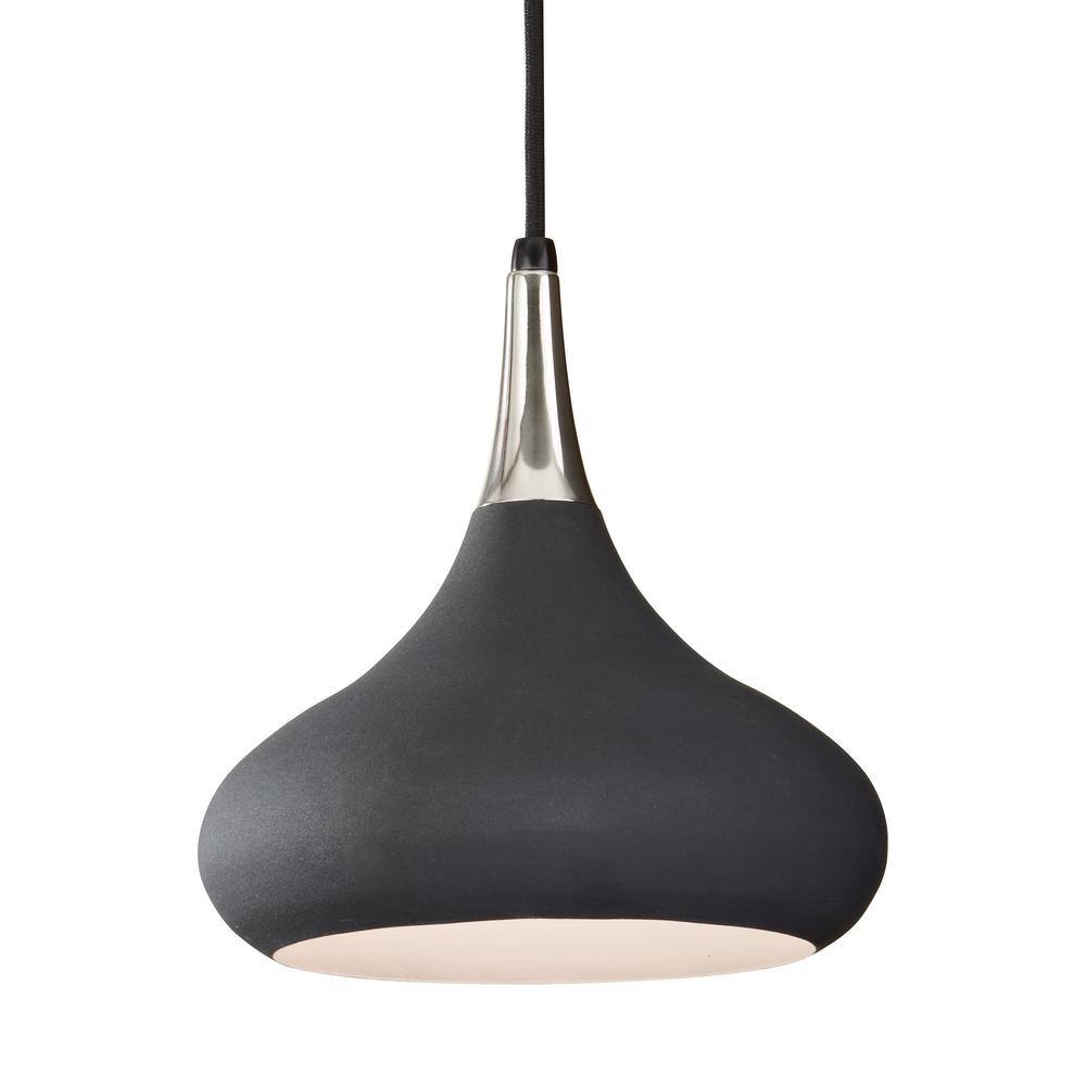 Belle Black and Silver Medium Pendant Light with Adjustable Height