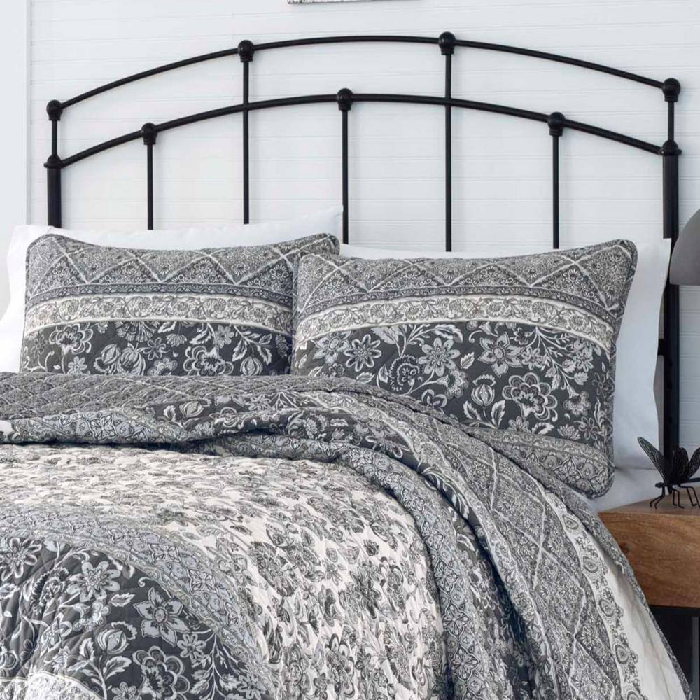 Slate Blue and Grey Reversible Cotton Full Quilt Set