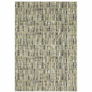 Green Blue Ivory Beige and Light Blue  4 ft. x 6 ft. Abstract Power Loom Stain Resistant Area Rug