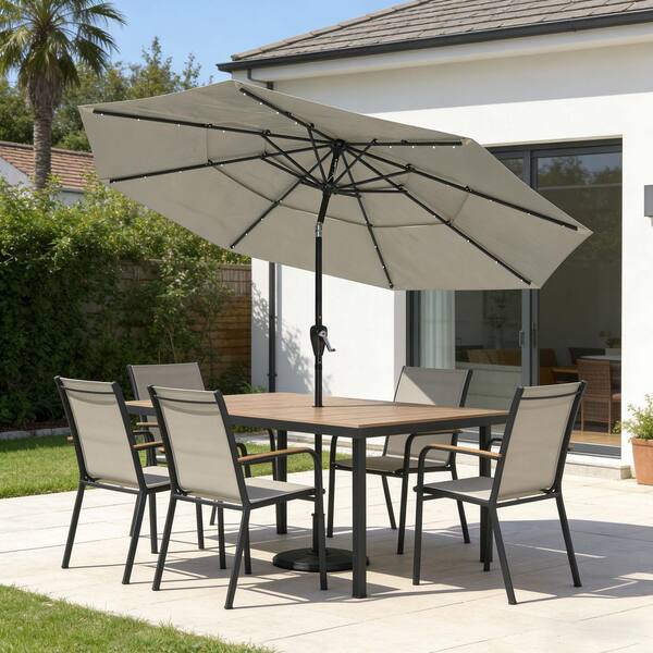 10 square offset patio umbrella Cantilever Umbrella with Solar LED Lights