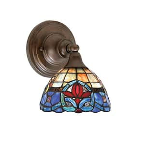 Fulton 1 Light Bronze Wall Sconce 7 in. Sierra Art Glass