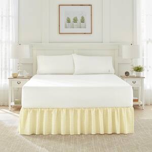 Classic Hedy Yellow Cotton Queen 15 in. Drop Ruffled Bed Skirt