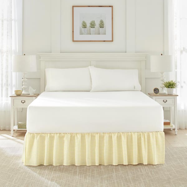 Laura Ashley Classic Hedy Yellow Cotton Queen 15 in. Drop Ruffled Bed ...