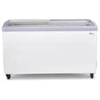 10.9 cu. ft Residential/Commercial Curved Glass Top Chest Freezer in White