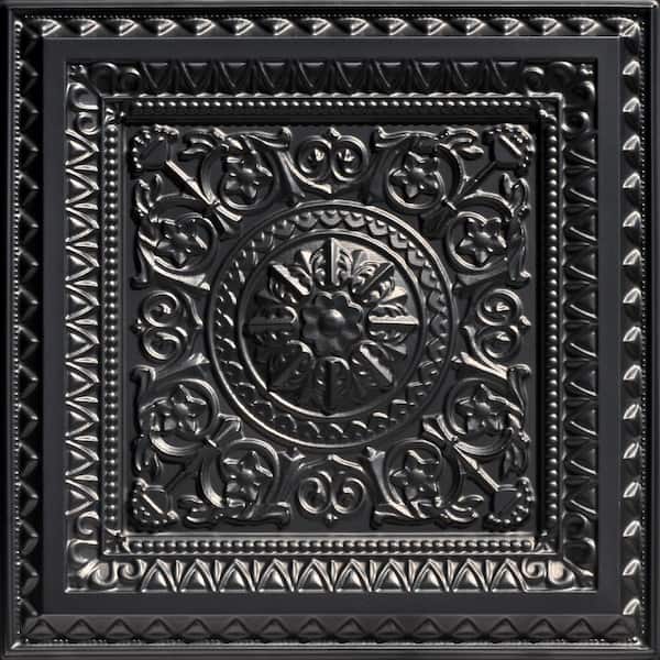 La Scala Black 2 ft. x 2 ft. PVC Glue-up or Lay-in Faux Tin Ceiling Tile (40 sq. ft./case)