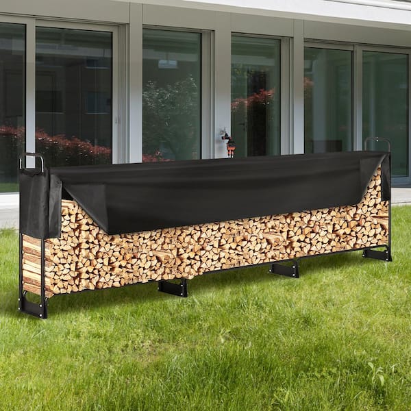 12.7 ft. Outdoor Firewood Rack with Cover 152 in. x 14.2 in. x 46.1 in. Heavy Duty Firewood Holder Waterproof Cover