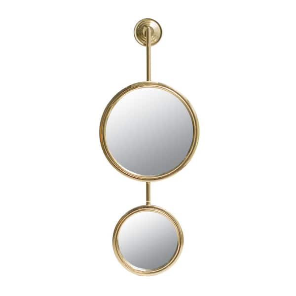 Unbranded Stunning Design 2 Circle Gold 11 in. W x 28.5 in. H Contemporary Circle Iron Framed Mirror