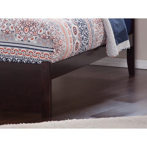 Newport Espresso Full Solid Wood Storage Platform Bed with Flat Panel Foot Board and 2 Bed Drawers