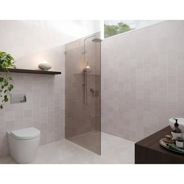 Glass Warehouse Ursa 36 in. W x 78 in. H Single Fixed Panel Frameless Shower Door in Chrome without Handle