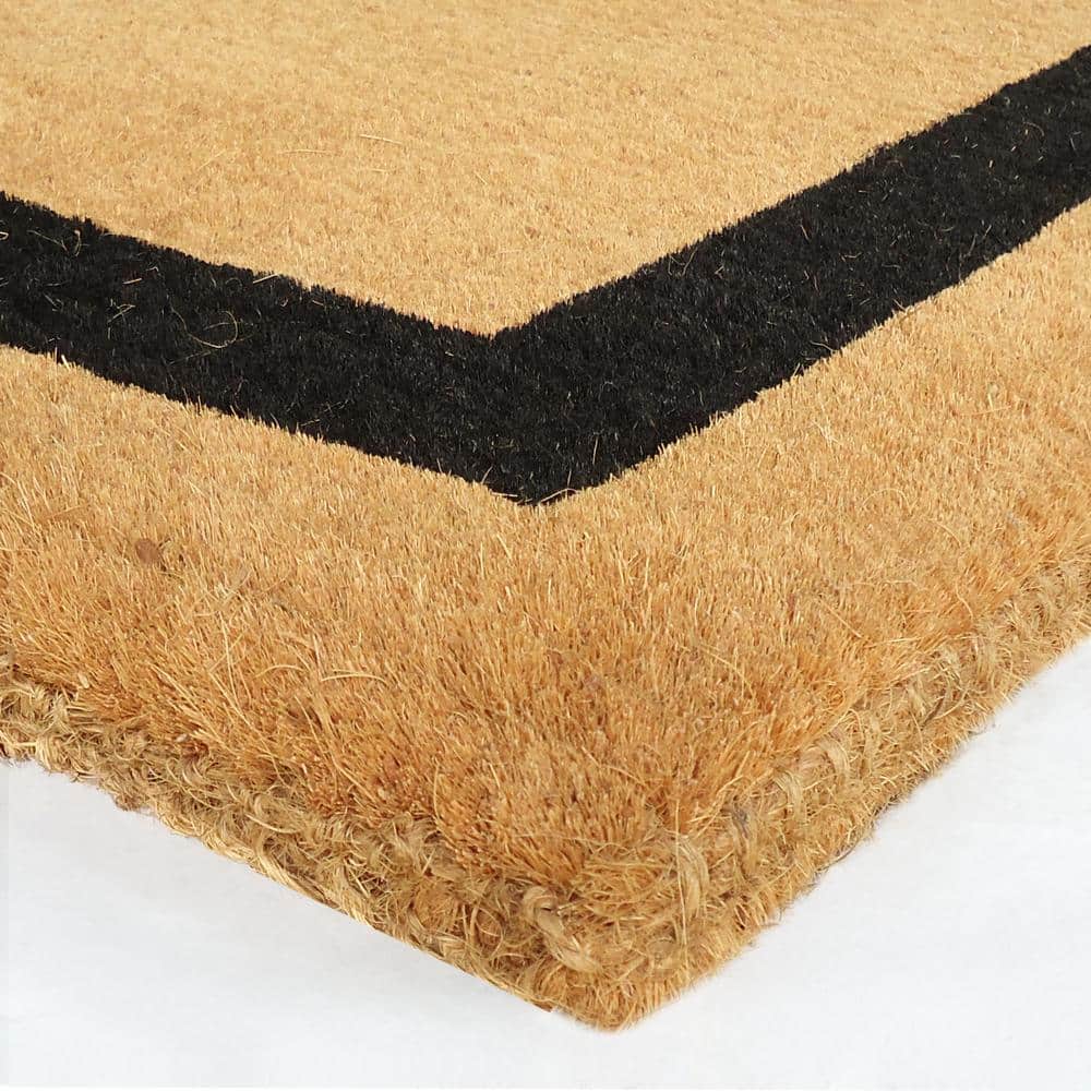 Half Round Black and Beige Coir Outdoor Doormat