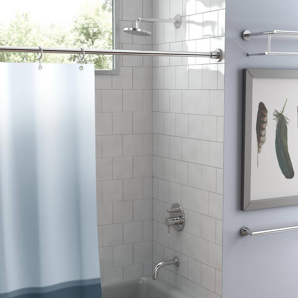 Minimalist 60" Chrome Wall Mounted Brass Shower Curtain Rod