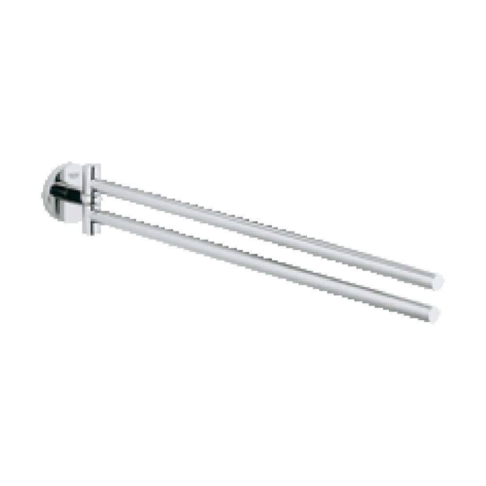 Chrome Wall Mounted Double Towel Bar with Swivel Arms