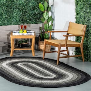 Sammy Braided Ombre Charcoal 4 ft. x 6 ft. Indoor/Outdoor Oval Rug