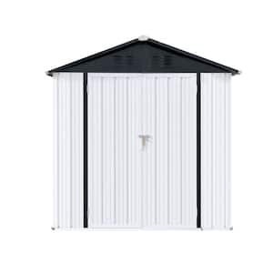 6 ft. W x 4 ft. D Outdoor Metal Shed with Apex Roof, White (24 sq. ft.)