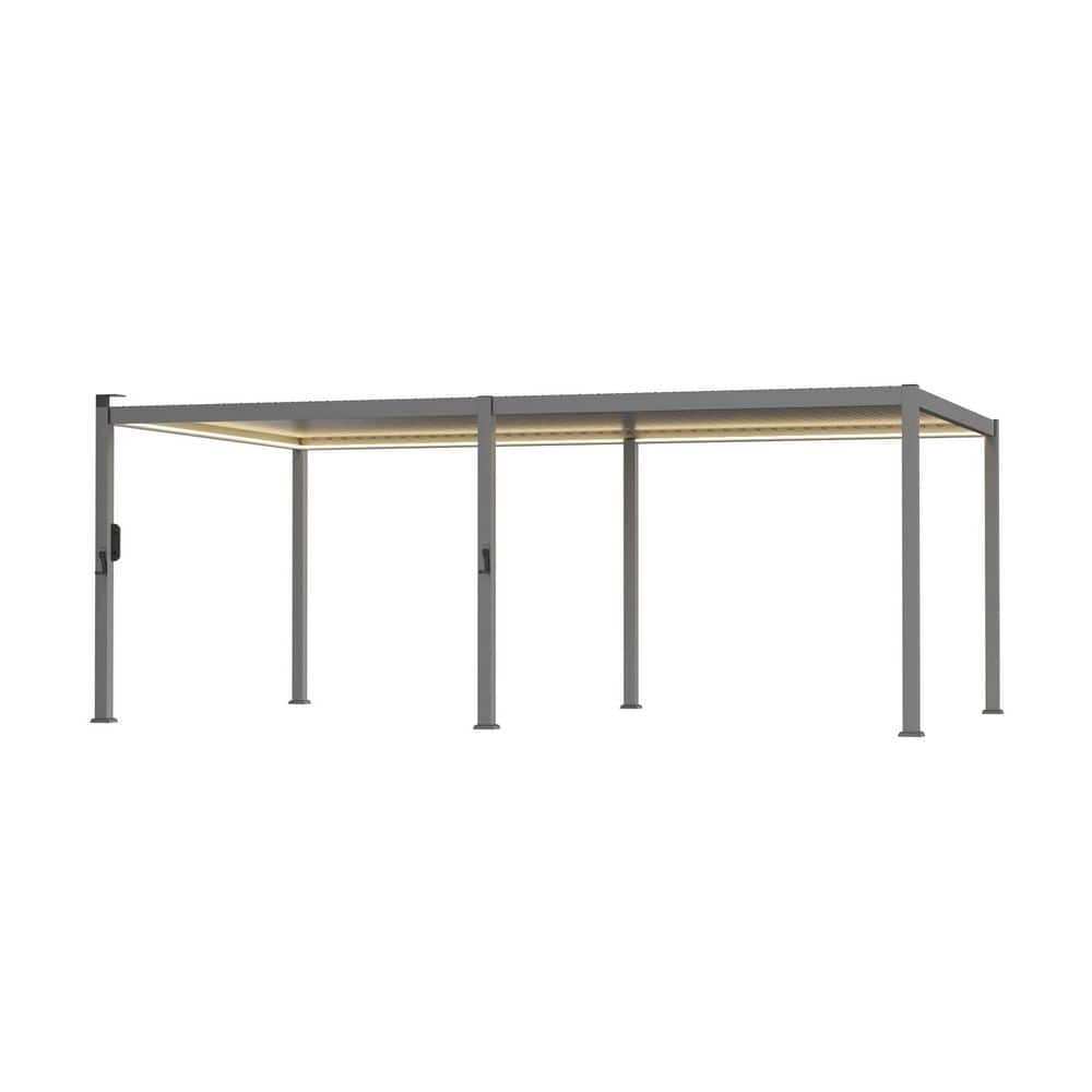 12 ft. x 20 ft. Charcoal Gray LED Lighted Powder-Coated Louvered Aluminum Steel Pergola with Adjustable Roof price history on PriceWatchPro