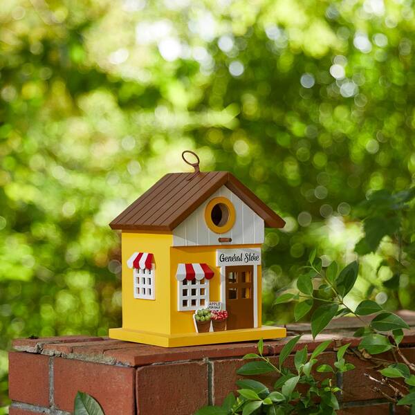 Glitzhome 9.5 in. H Modern Solid Wood Yellow General Store