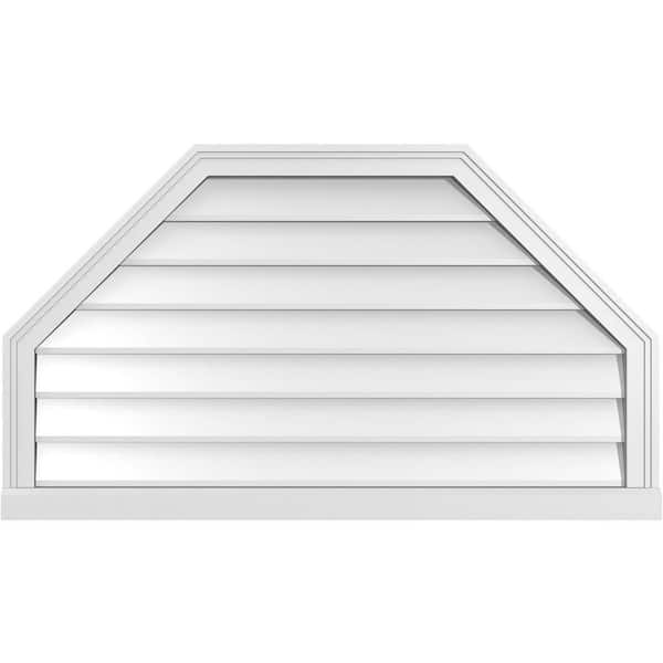 Ekena Millwork 42" x 24" Octagonal Top Surface Mount PVC Gable Vent: Non-Functional with Brickmould Sill Frame