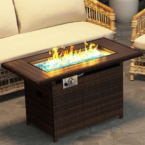 44 in. 60000 BTU Fire Pit Table with Storage Function Outdoor Propane Rectangular