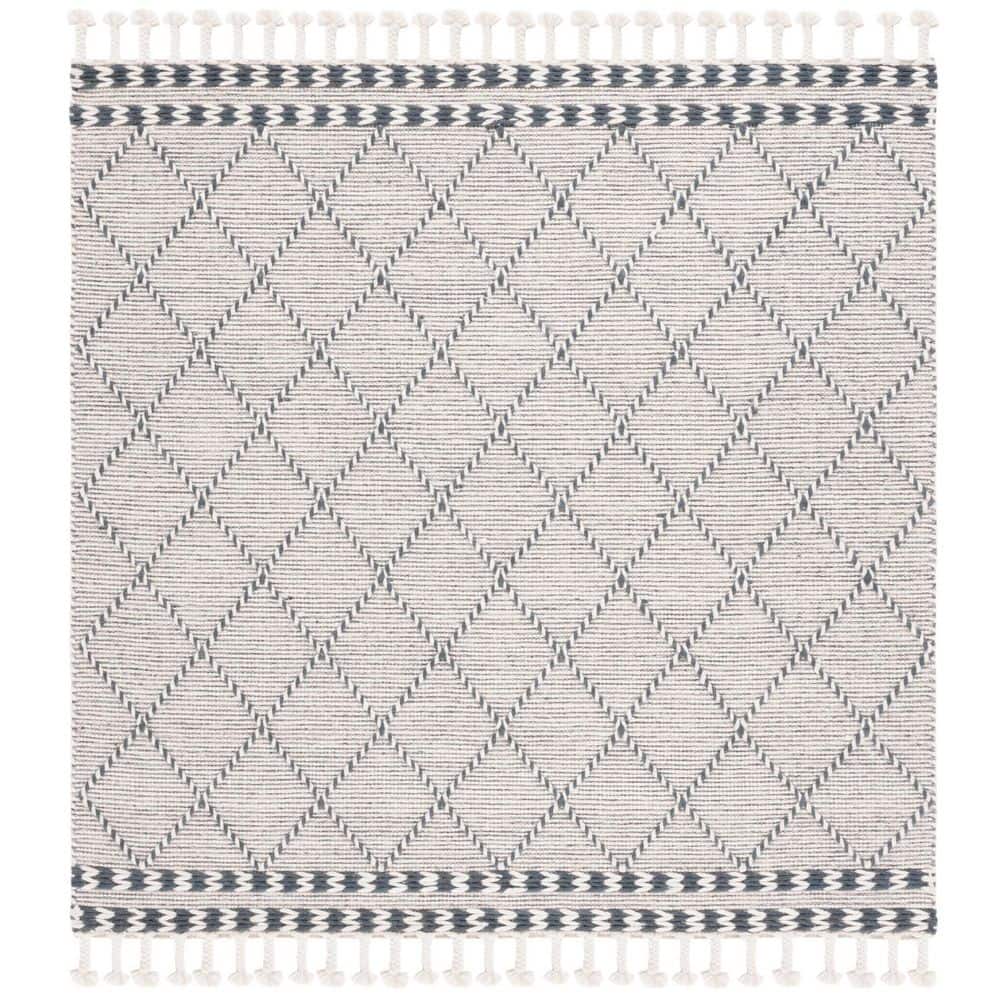 Vermont 6 ft. x 6 ft. Ivory/Denim Diamond Border Fringe Square Area Rug price history on PriceWatchPro