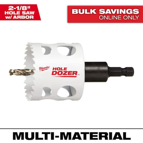 Milwaukee 2-1/8 in. Hole Dozer Bi-Metal Hole Saw with 3/8 in. Arbor & Pilot Bit