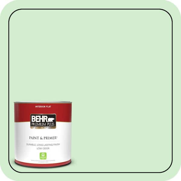 BEHR PREMIUM PLUS 1 qt. #450A-2 Kiwi Squeeze Flat Low Odor Interior Paint & Primer