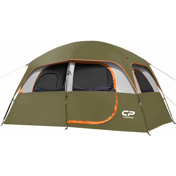 Zeus & Ruta 6-Person-Camping- Tents, Waterproof Family Tent, 4 Large Windows, Double Layer, Portable with Carry Bag (Olive)